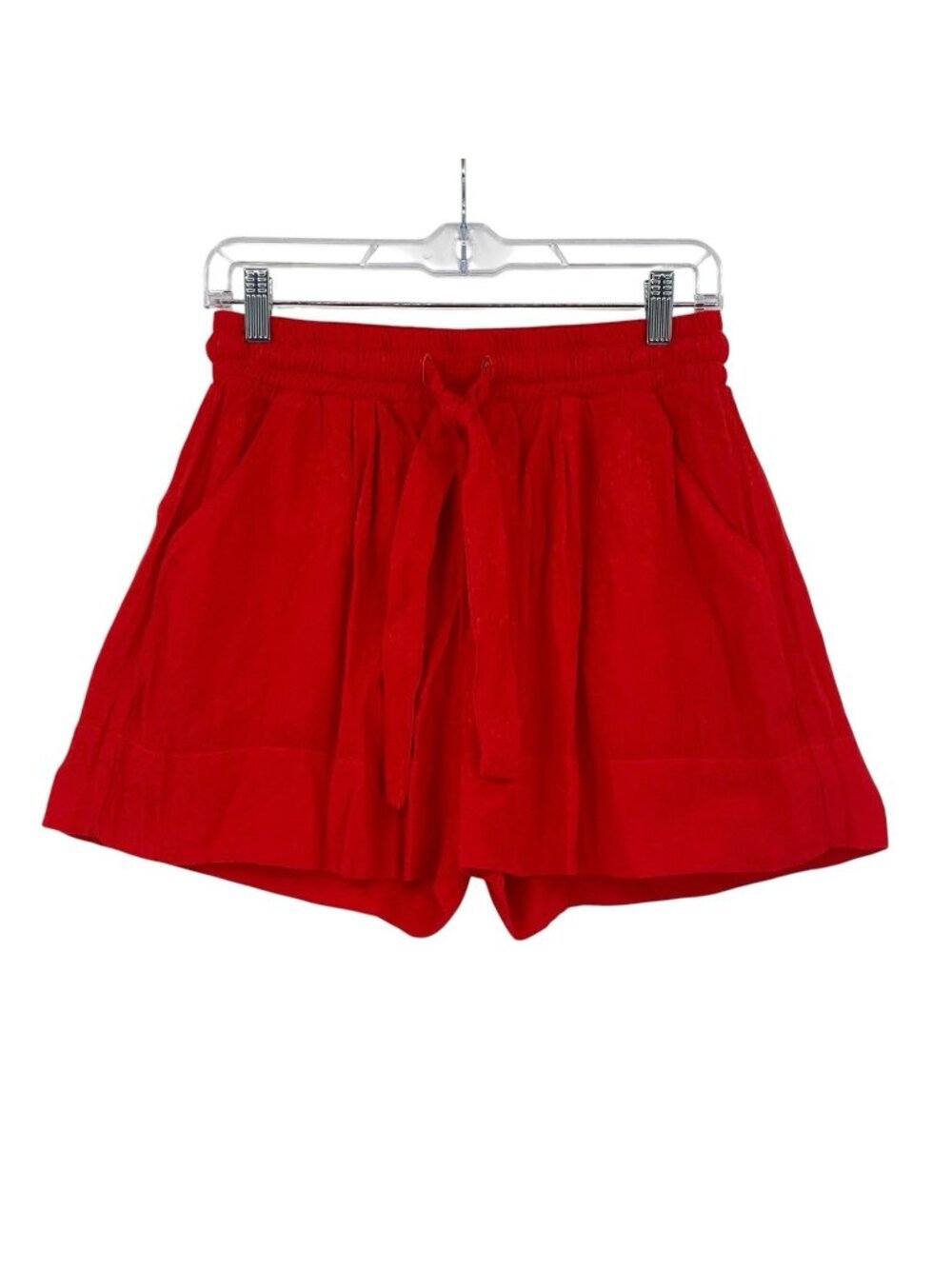 Nation LTD Shorts Womens Small Red Jacquard Elastic Waist Satin Animal Print